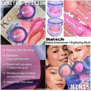 KOSAS LTD ED 2pc Blush Is Life Baked Radiant Blush Minis Butterflies & Blissed